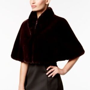 Betsey Johnson Black Faux Fur Cape size M